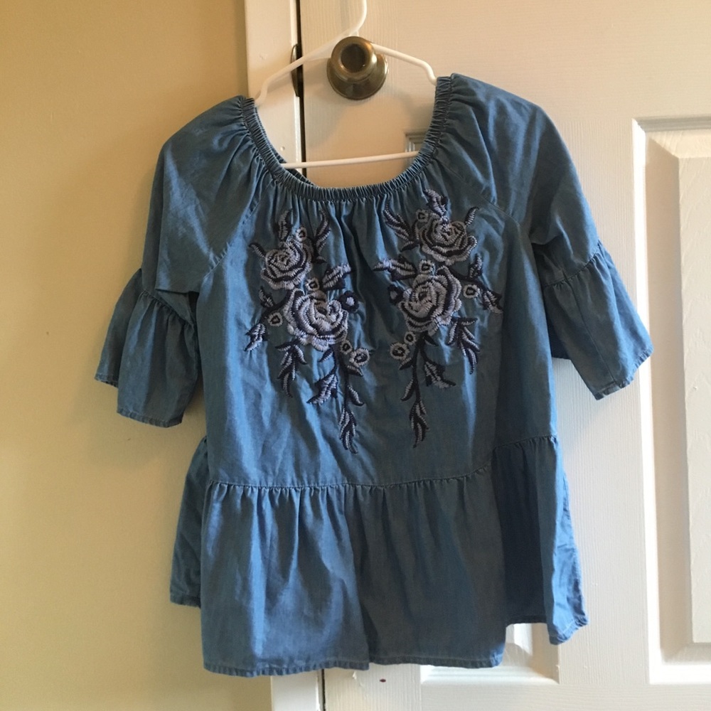 Vintage America XS blue jean shirt